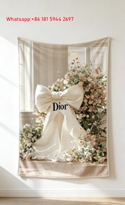 Dior Bow Floral Flannel Sofa Throw Blanket D043